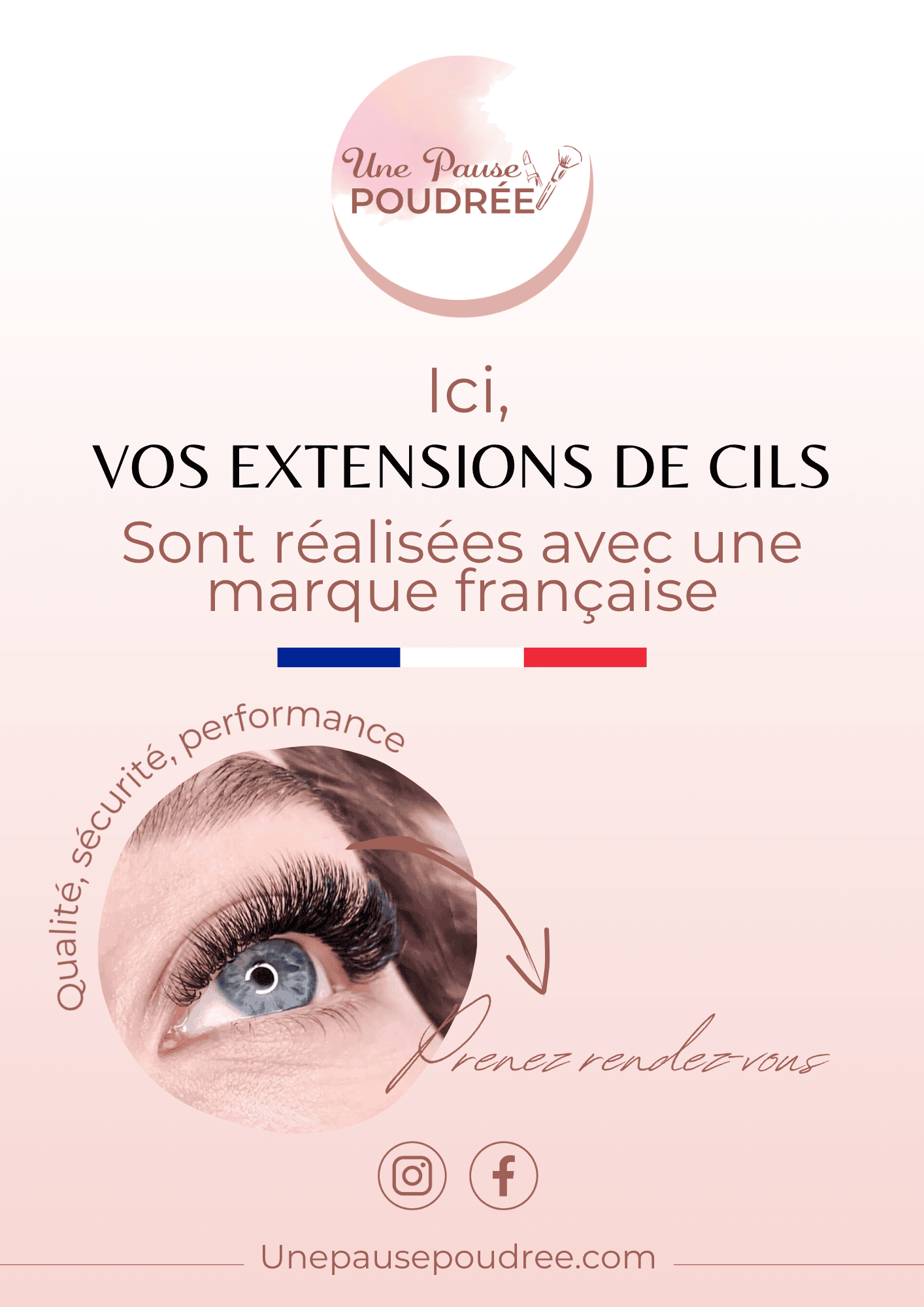 poster " ICI nous faisons les poses d'extensions de cils "