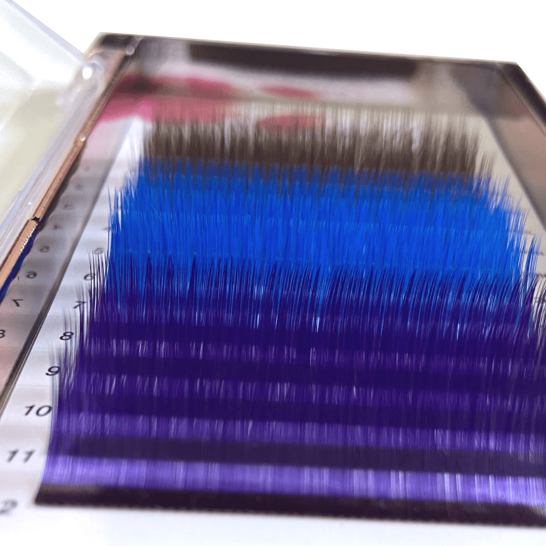 Cils de couleurs brun, bleu et mauve 0.07 D ou C 12 et 13 mm